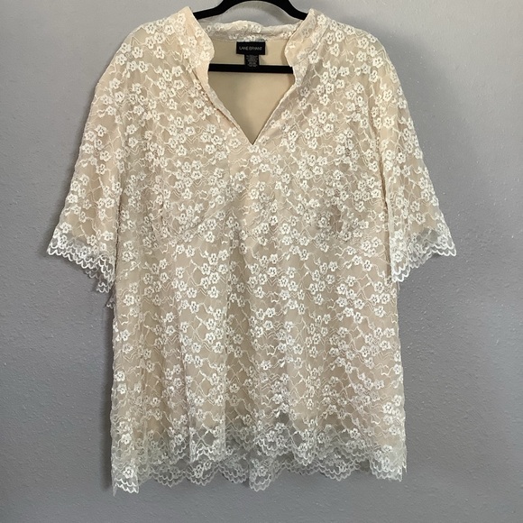 Lane Bryant Tops - Lane Bryant Cream Lace Blouse